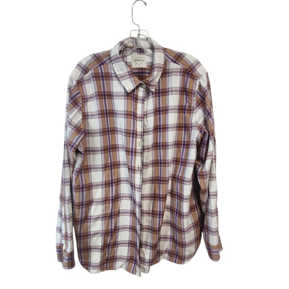 Jachs Girlfriend‎ XXL Brown Purple Plaid Long Sleeve
